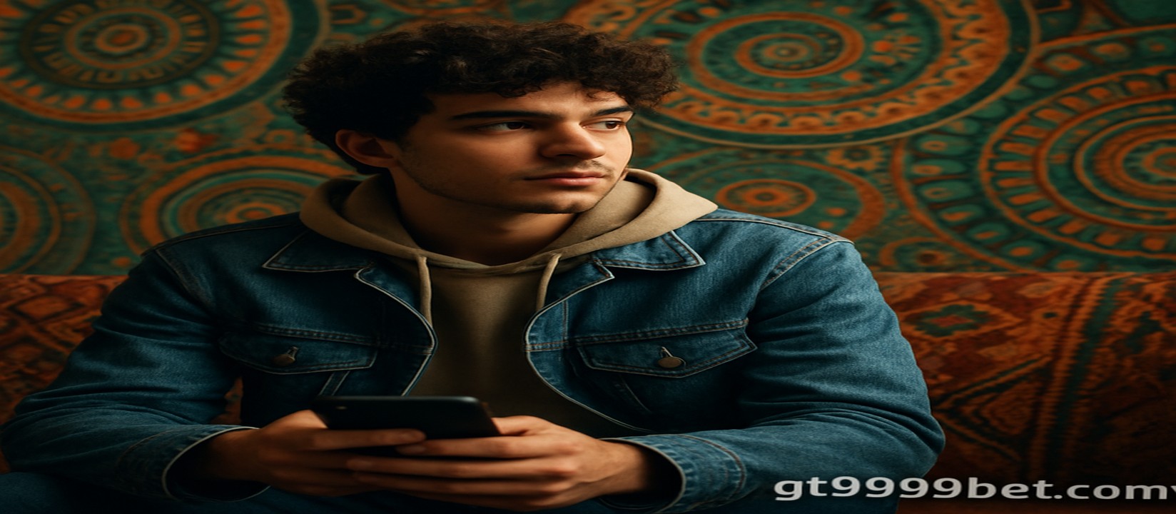 সোফায় বসে gt9999 অ্যাপটি স্মার্টফোনে ব্যবহার করছেন একজন ব্যক্তি